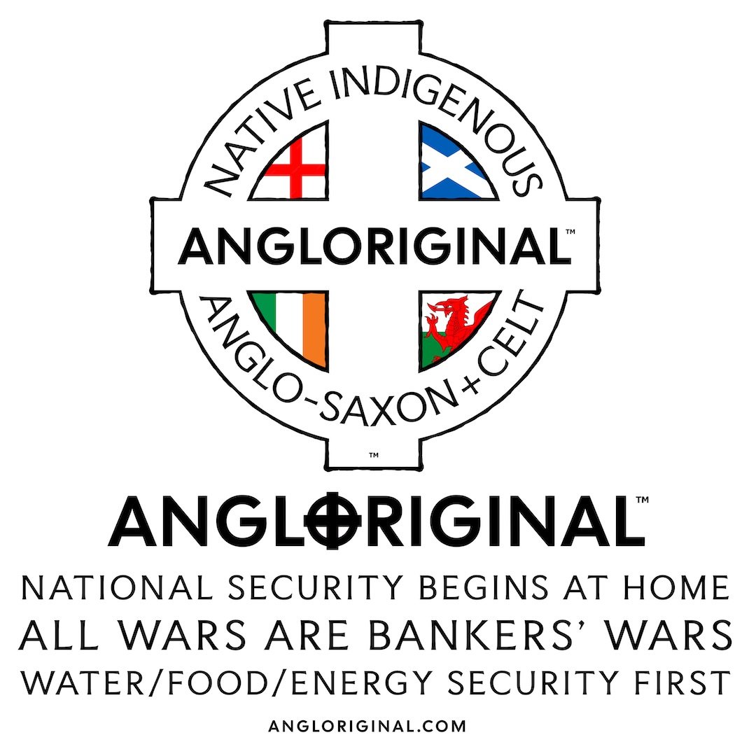 Angloriginal™ Emblem - National Security Begins at Home. All wars are bankers' wars.